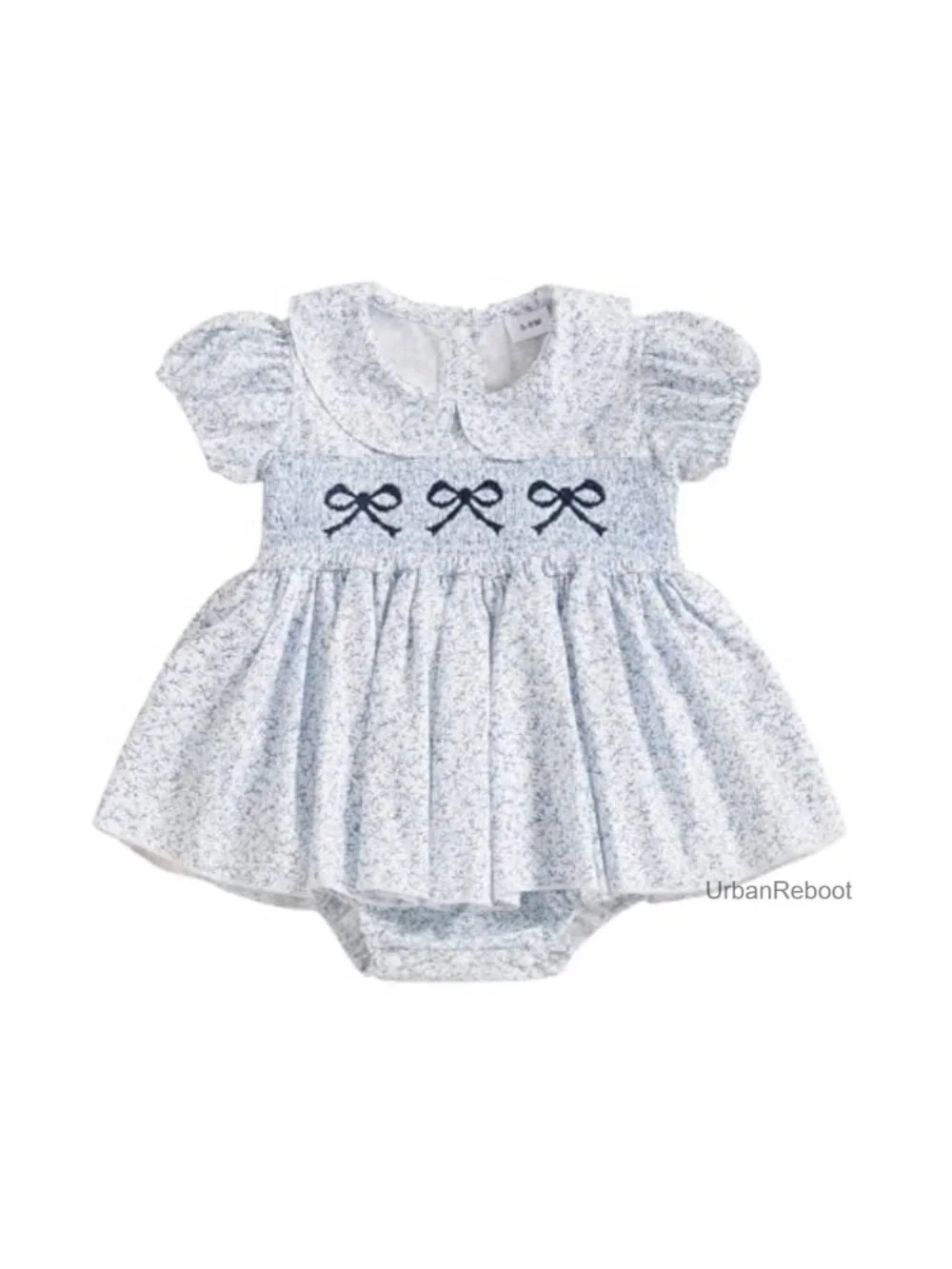 Baby Girl Floral Romper Dress with Tutu Bodysuit Short Sleeve